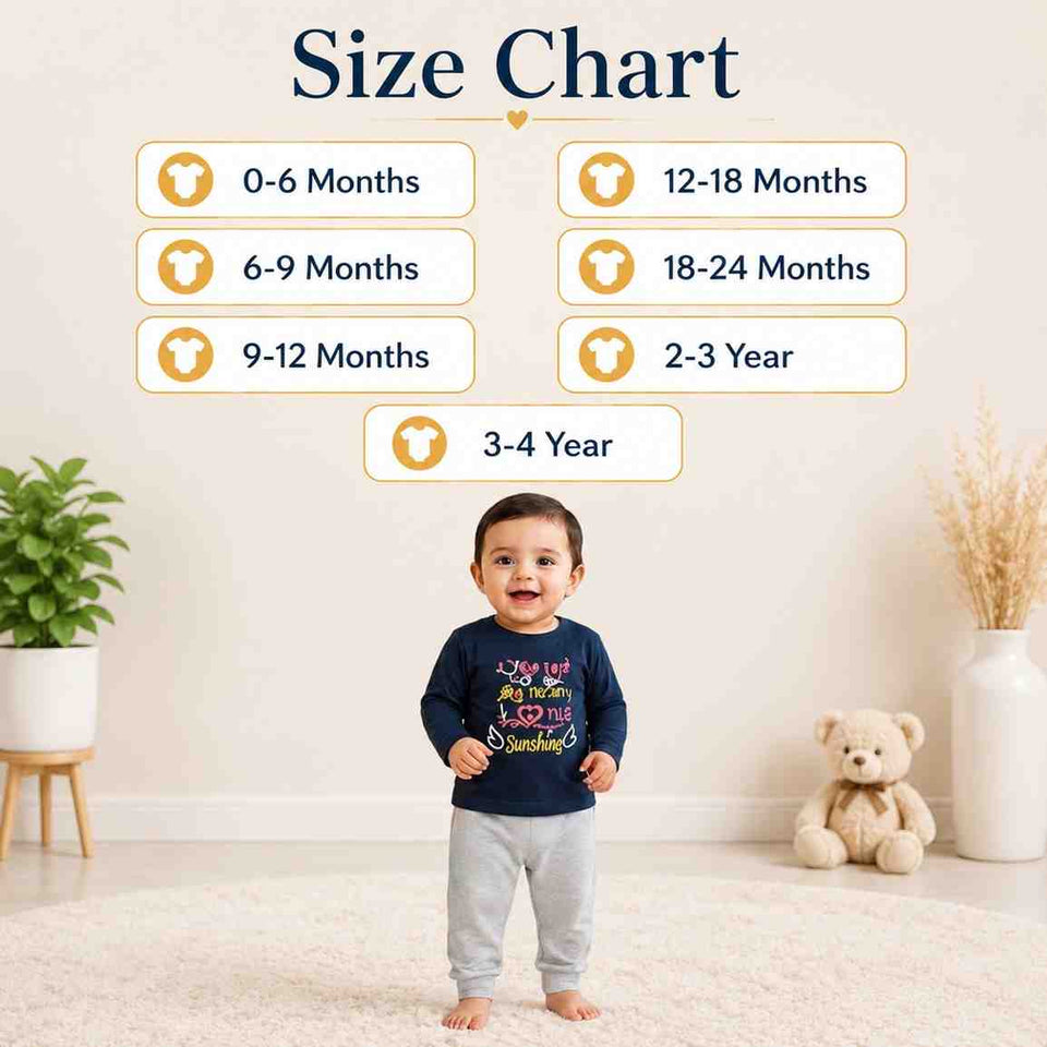 Fareto Baby's Cotton Blend, Cotton T-Shirt and Pants Set(F55)
