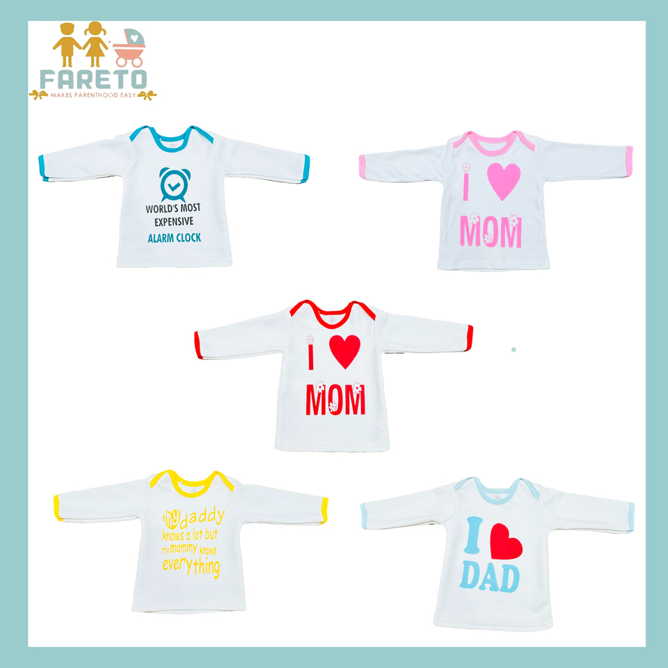 Fareto Baby Boy's & Baby Girl's T-Shirts | T-Shirt | Tees(Pack of 5)