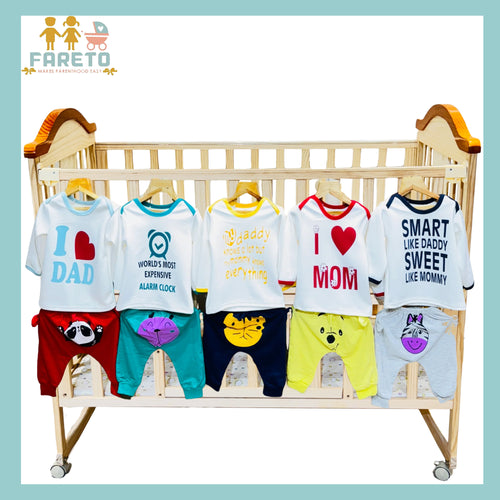 Fareto New Born Baby Daily Wear T-shirts Pyjama Sets (Pack of 5 )