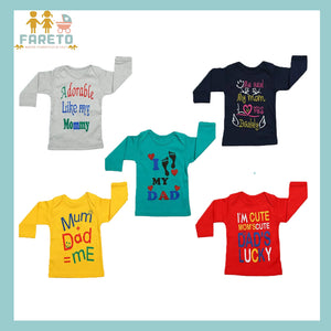 Fareto Baby Boy's & Baby Girl's T-Shirts | T-Shirt | Tees(Pack of 5)