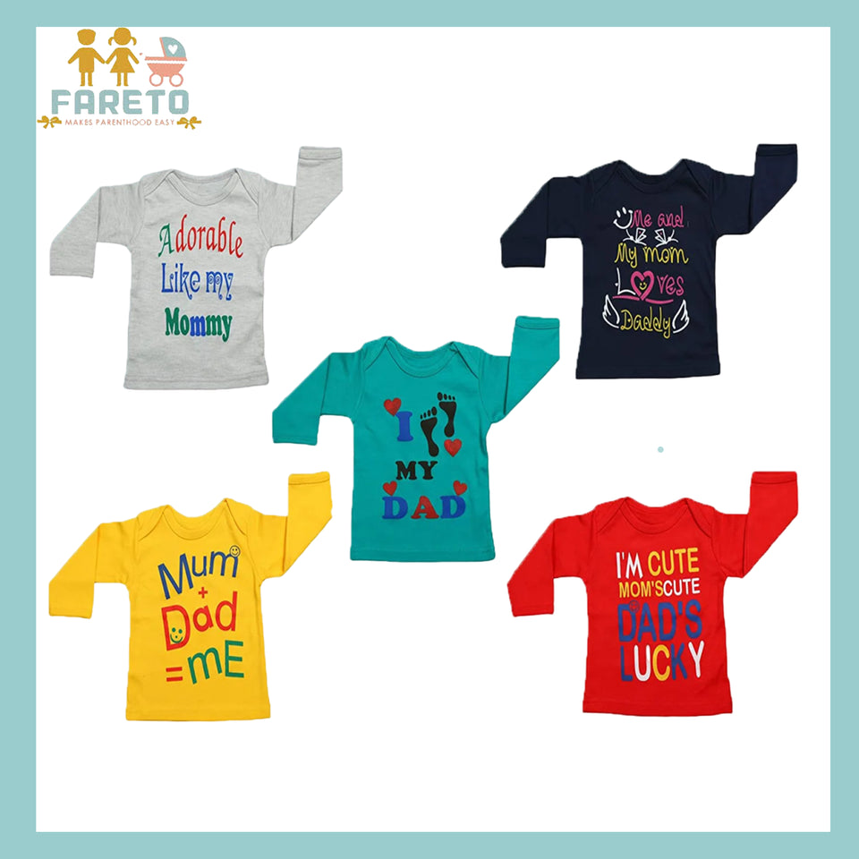 Fareto Baby Boy's & Baby Girl's T-Shirts | T-Shirt | Tees(Pack of 5)