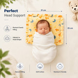 Fareto new born baby super soft cover mustard filling pillow for round head(0-1 YEAR)(F348)