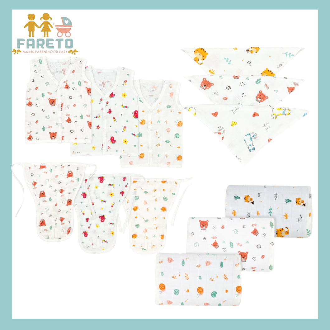 Fareto New Born Baby Purely Musline Set(0-2 Months)(Pack Of 12)