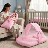Fareto Newborn Baby 100% Muslin Cotton Sleeping Bag & Mosquito Net | Safe, Soft & Portable Baby Bed | Baby Bedding Set(0-1 Year)(F777)