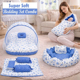 Fareto Combo of Baby Nest | Net with Bed | Carry Bag | 4 Pcs Bedding Set(0-6 Months )(F156)