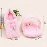 Fareto Newborn Baby 100% Muslin Cotton Sleeping Bag & Mosquito Net | Safe, Soft & Portable Baby Bed | Baby Bedding Set(0-1 Year)(F777)