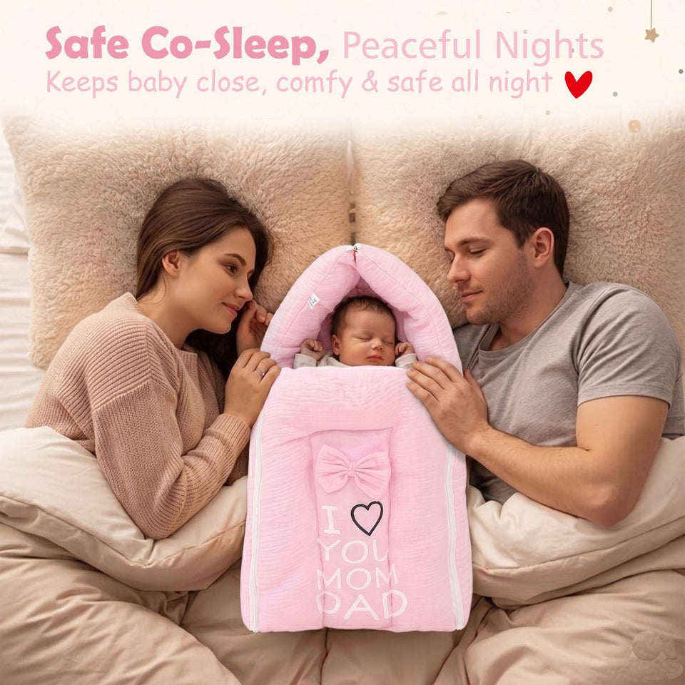 Fareto Newborn Baby 100% Muslin Cotton Sleeping Bag & Mosquito Net | Safe, Soft & Portable Baby Bed | Baby Bedding Set(0-1 Year)(F777)