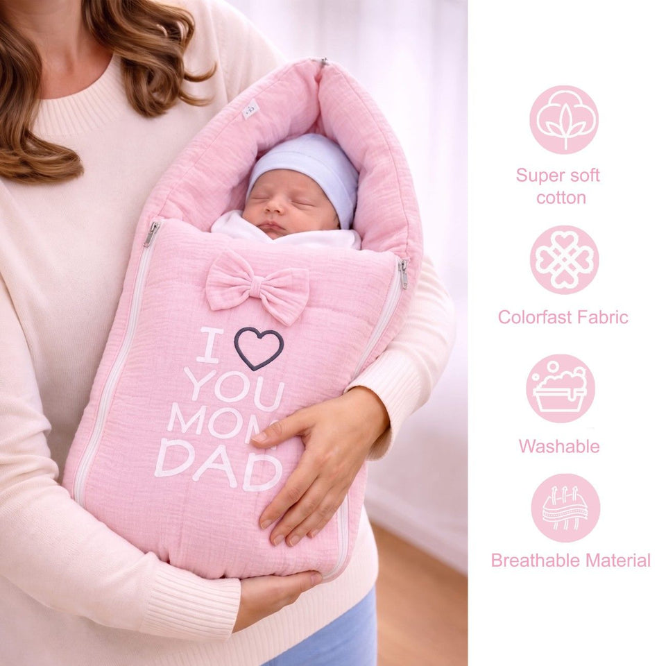 Fareto Newborn Baby 100% Muslin Cotton Sleeping Bag & Mosquito Net & Hand Carry Bed  | Safe, Soft & Portable Baby Bed | Baby Bedding Set(0-1 Year)(F778)