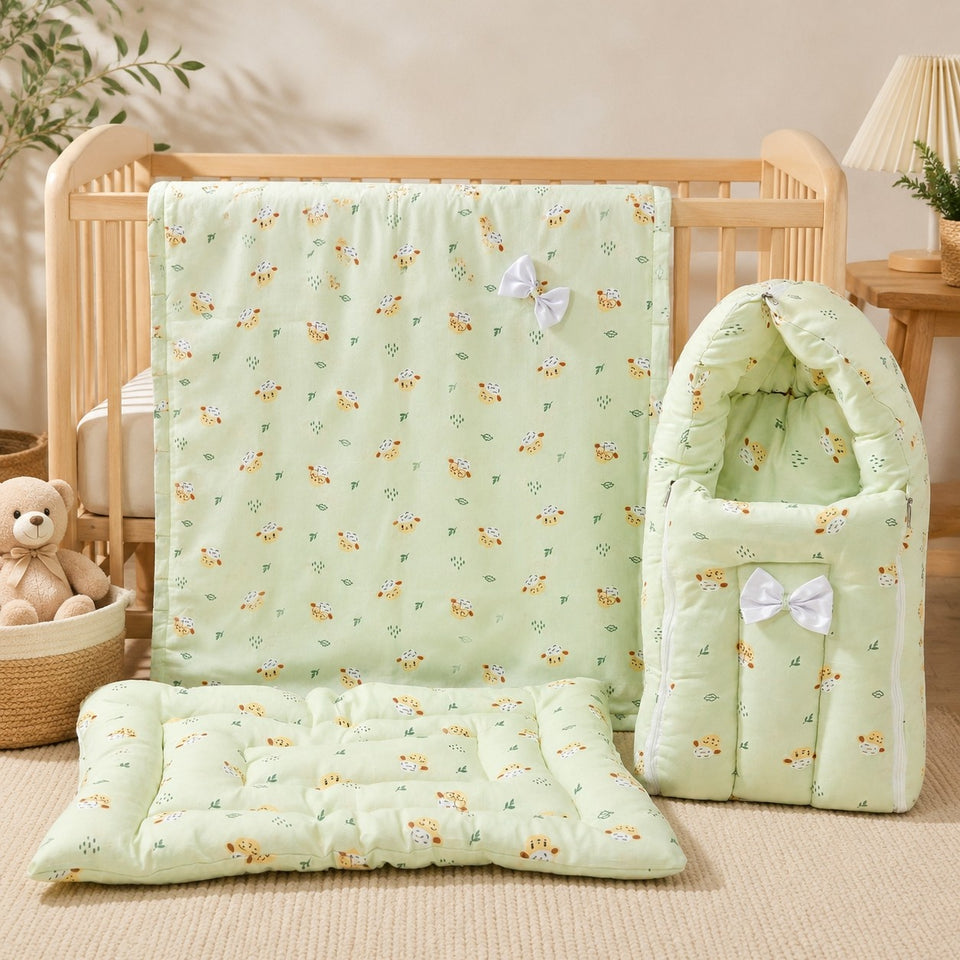 Fareto Organic Cotton Muslin Bedding Set Essentials For Newborn Baby (0-12 Months )(F553)