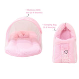Fareto Newborn Baby 100% Muslin Cotton Sleeping Bag & Mosquito Net | Safe, Soft & Portable Baby Bed | Baby Bedding Set(0-1 Year)(F777)