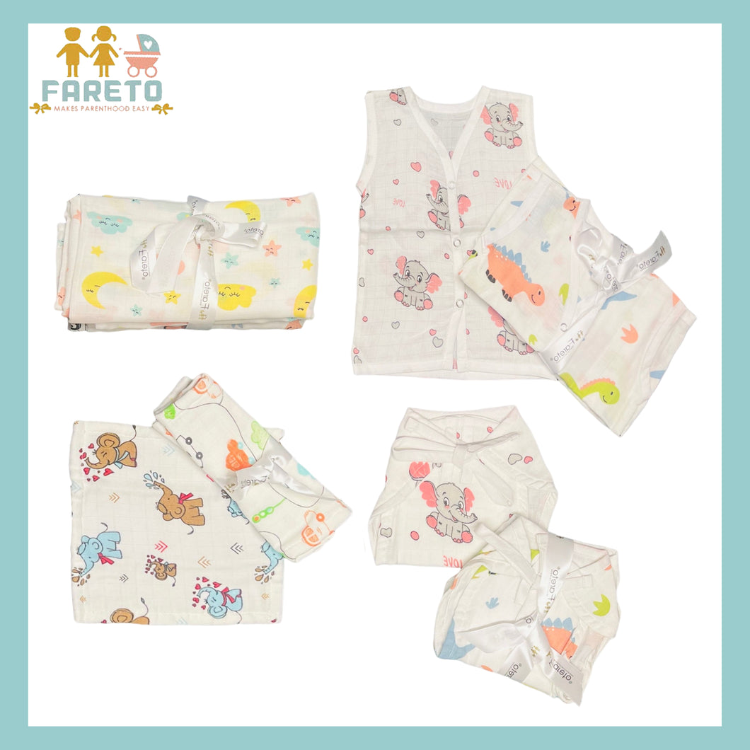 Fareto New Born Baby Purely Musline Set(0-2 Months)(Pack Of 12)