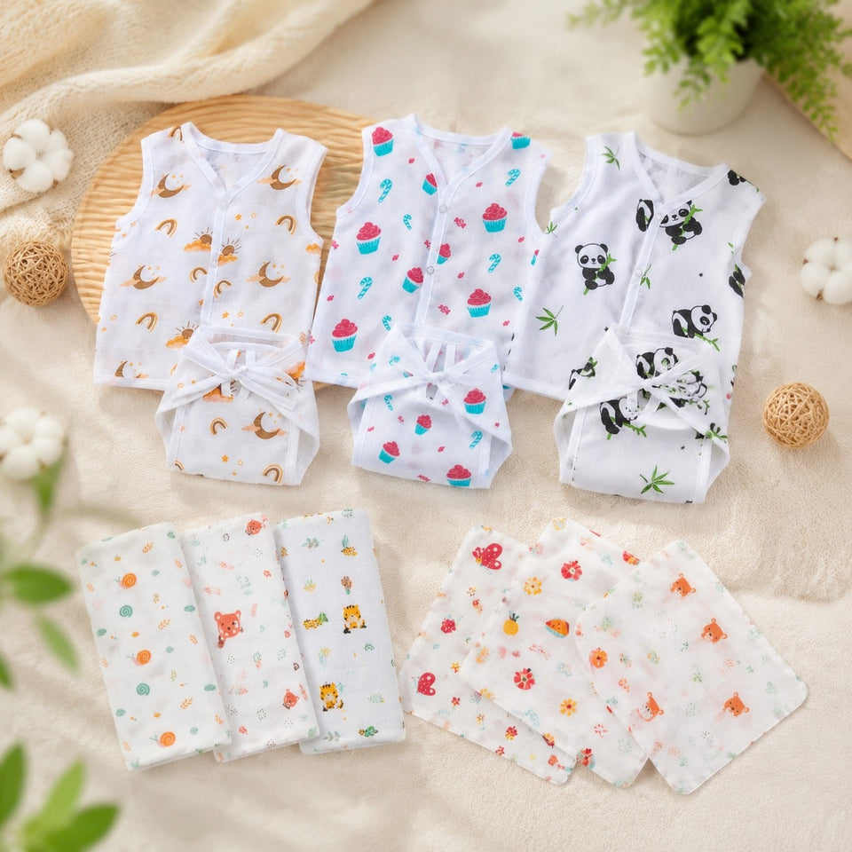 Fareto New Born Baby Purely Musline Set(0-2 Months)(Pack Of 12)(F187)