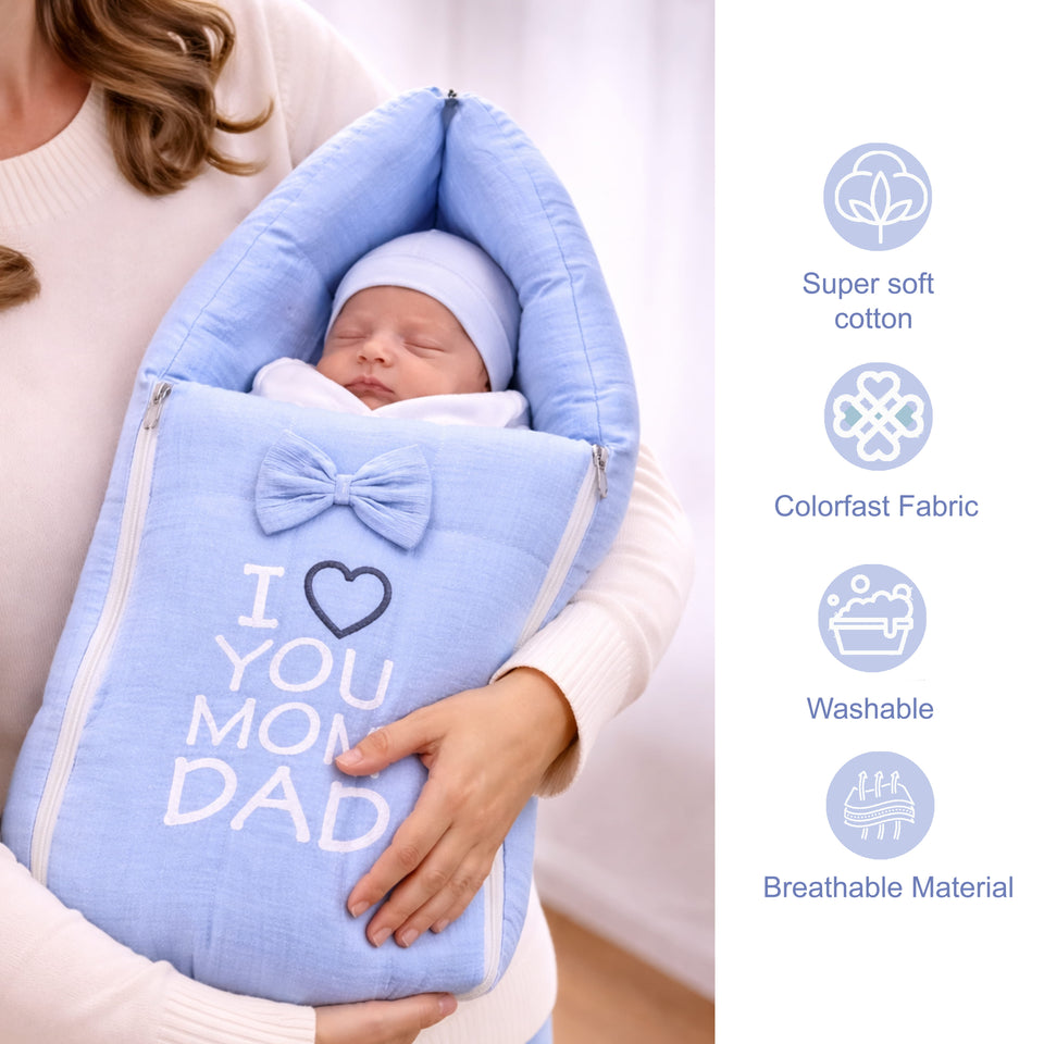 Fareto Newborn Baby 100% Muslin Cotton Sleeping Bag & Mosquito Net & Hand Carry Bed  | Safe, Soft & Portable Baby Bed | Baby Bedding Set(0-1 Year)(F726)