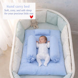 Fareto Newborn Baby 100% Muslin Cotton Bedding Set Combo | Sleeping Bag | Mattress with Net | Nest  | Blanket | Hand Carry Bed & Bolster Set |  (0-6 Months)(F721)