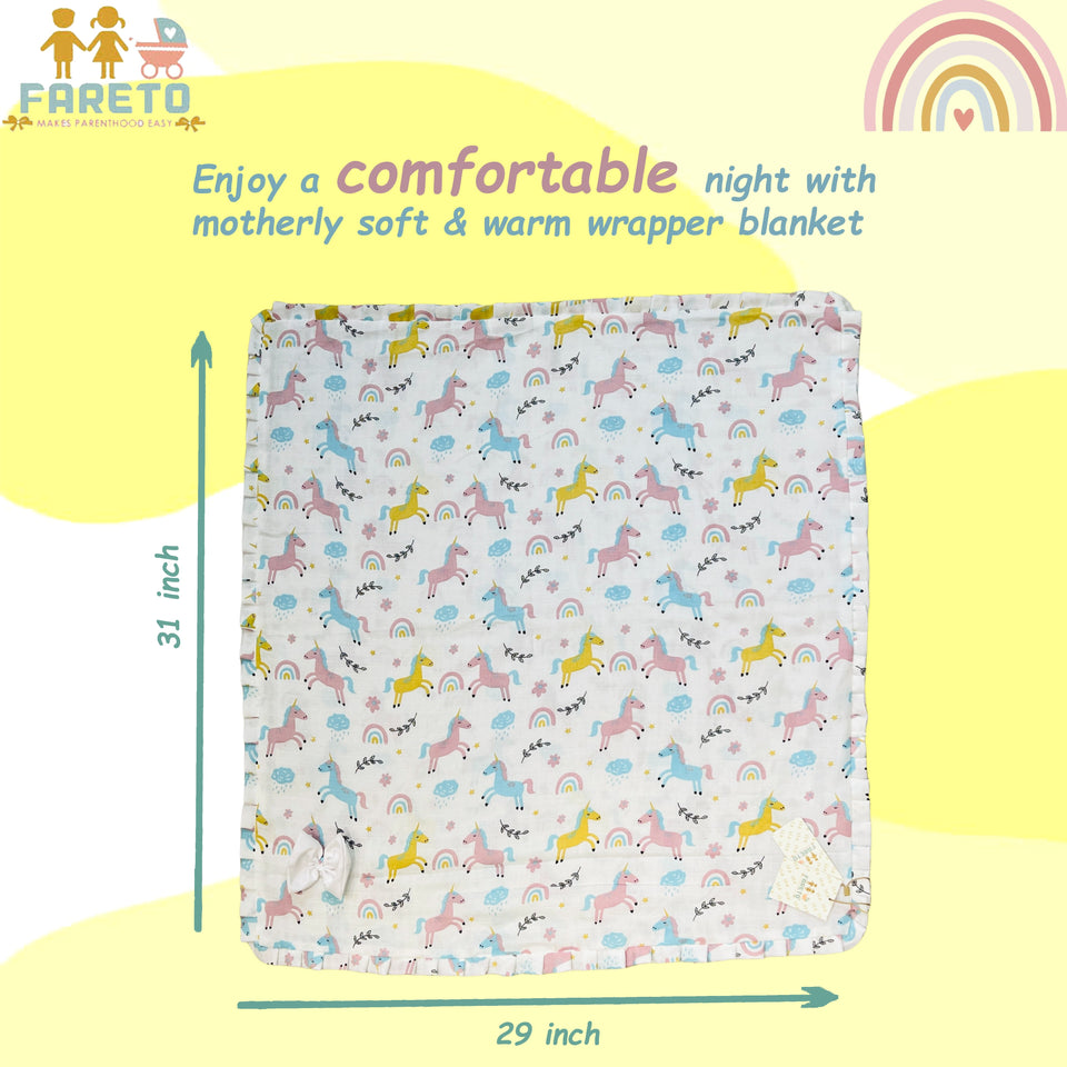 Fareto Organic Cotton Muslin Bedding Set Essentials For Newborn Baby (0-12 Months )(F554)