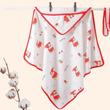 Fareto New Born Baby Muslin Hood Blanket Cum Baby Wrapper with Belt,Cotton,Organic,Super Soft,White,( Pack of 1 ) (0-1 Years )(87 X 87 CM)(F597)