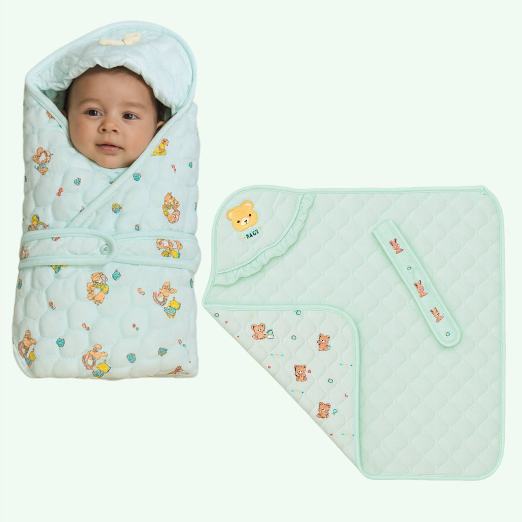 Fareto New Born Baby Hooded Quilted Wrapper – Soft & Cozy Blanket | ( 0–12 Months)(F663)