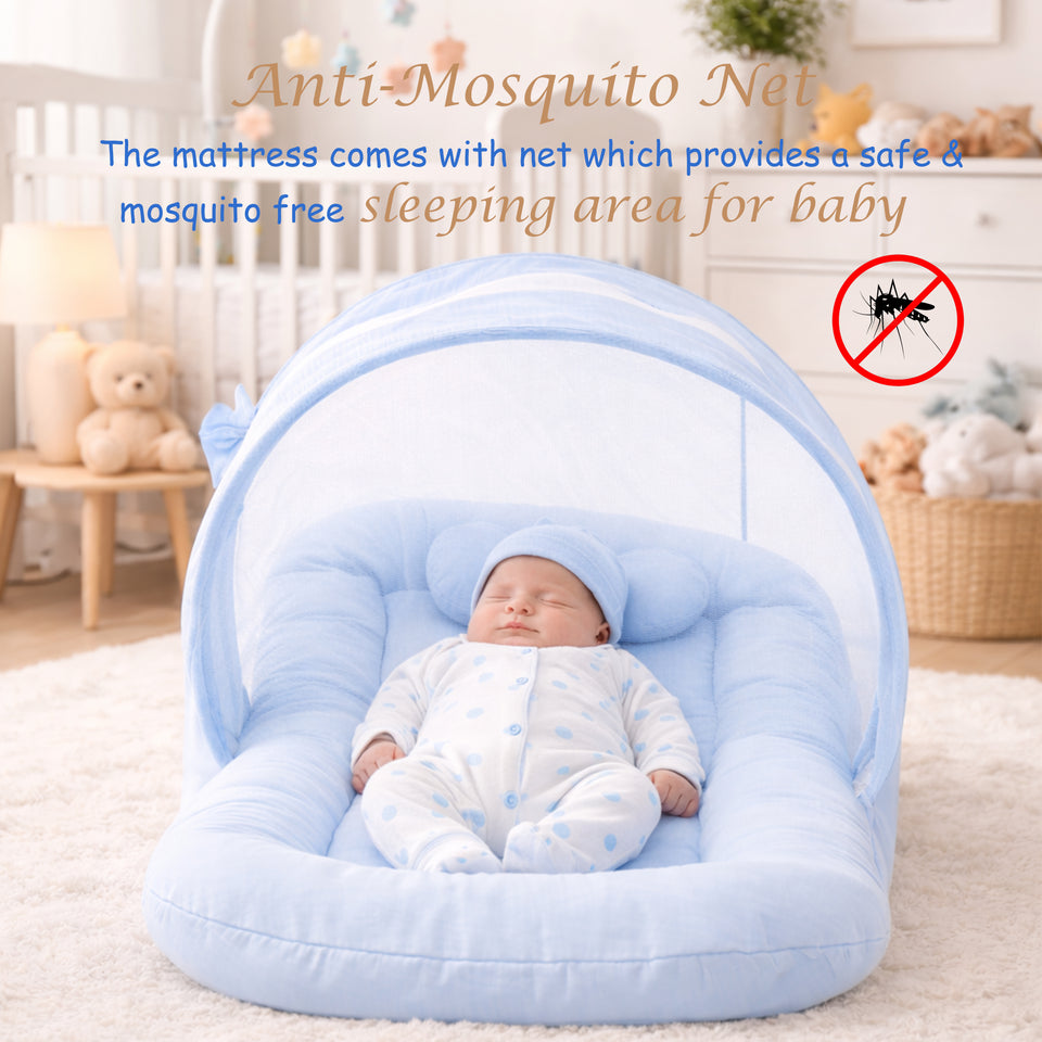 Fareto Newborn Baby 100% Muslin Cotton Mosquito Net | Safe, Soft & Portable Baby Bed | (0-6 Months)(F729)