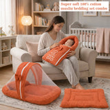 Fareto Newborn Baby 100% Muslin Cotton Sleeping Bag & Mosquito Net & Hand Carry Bed  | Safe, Soft & Portable Baby Bed | Baby Bedding Set(0-1 Year)(F741)