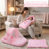 Fareto Newborn Baby 100% Muslin Cotton Sleeping Bag & Mosquito Net & Hand Carry Bed  | Safe, Soft & Portable Baby Bed | Baby Bedding Set(0-1 Year)(F778)