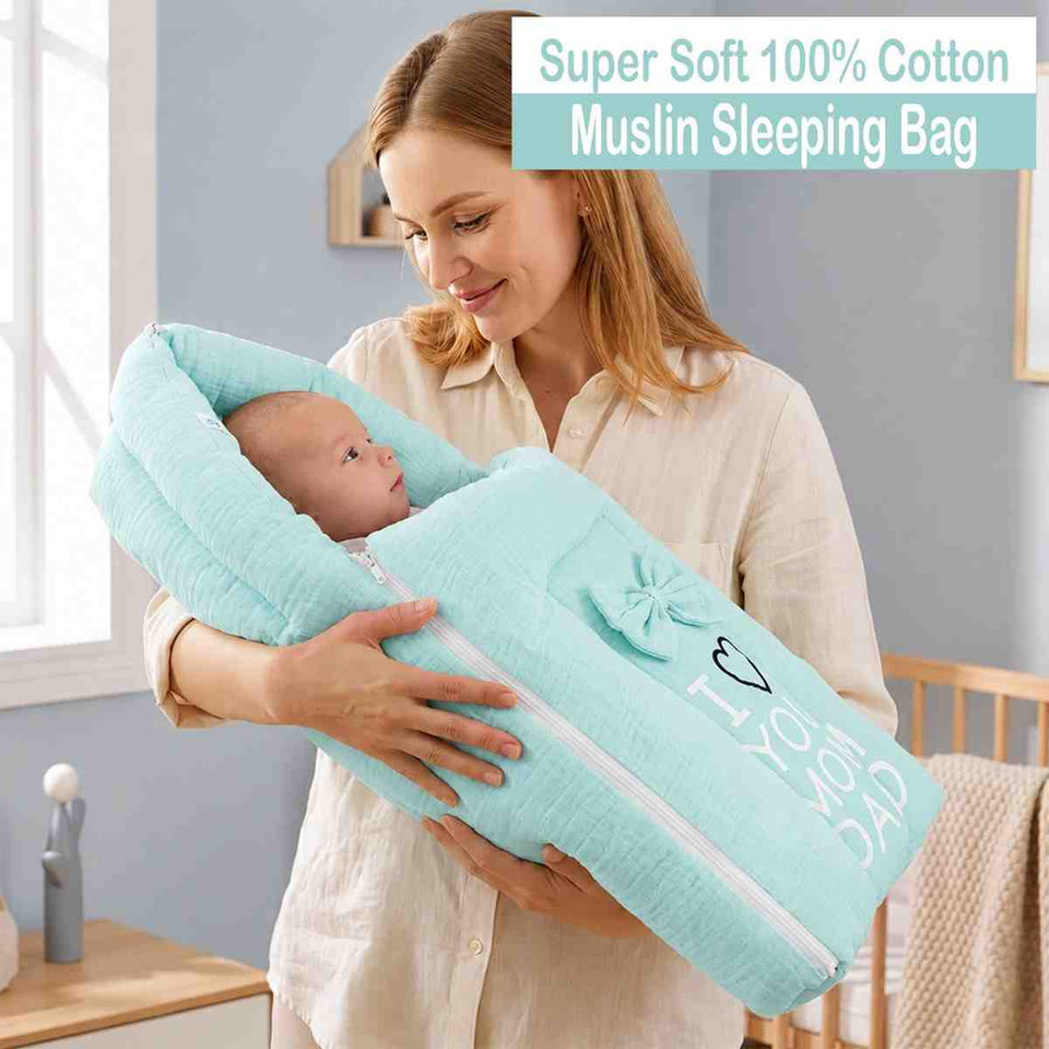 Fareto Newborn Baby 100% Muslin Cotton Sleeping Bag| Safe, Soft & Portable Baby Bed | (0-6 Year)(F773)