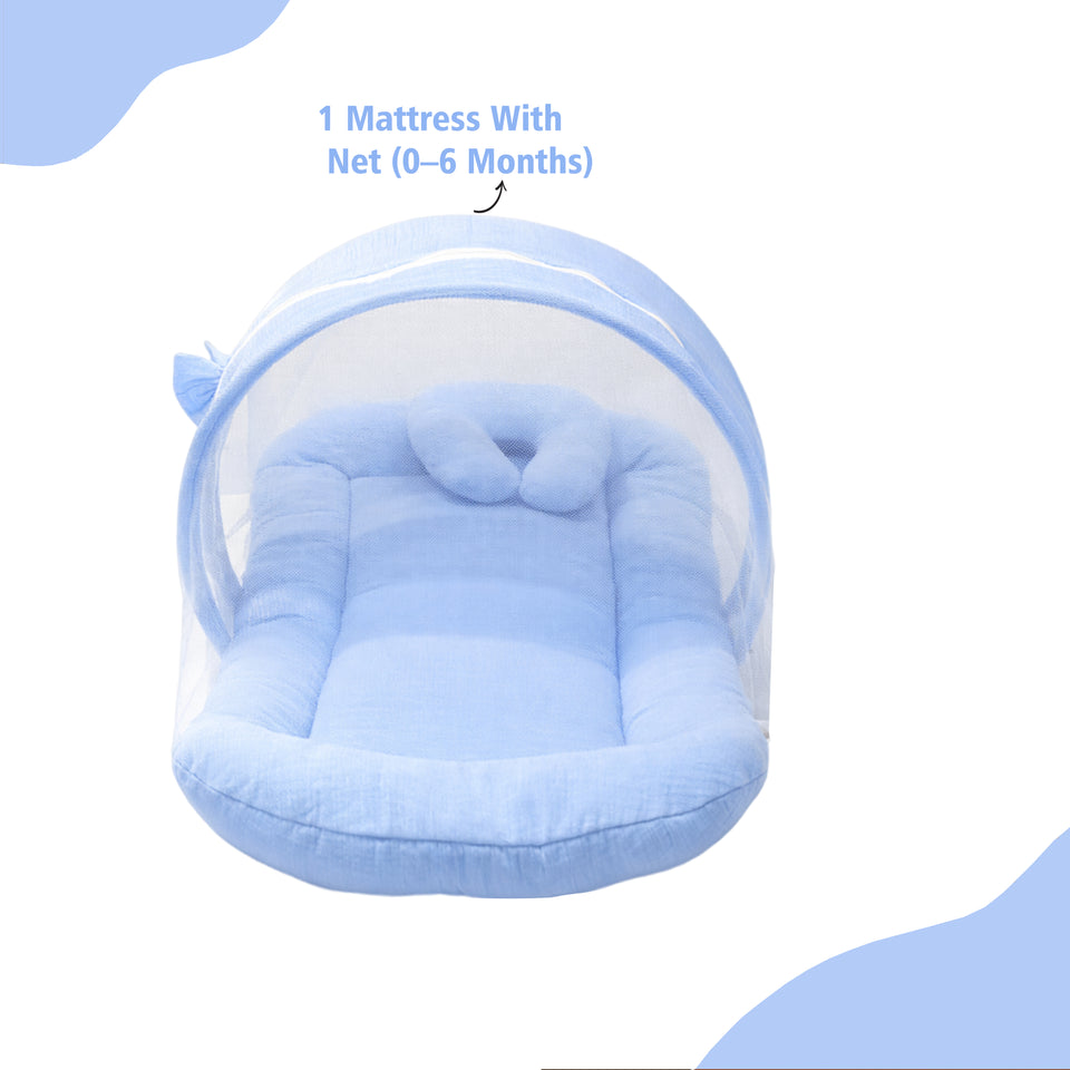 Fareto Newborn Baby 100% Muslin Cotton Mosquito Net | Safe, Soft & Portable Baby Bed | (0-6 Months)(F729)
