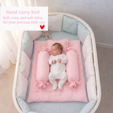 Fareto Newborn Baby 100% Muslin Cotton Bedding Set Combo | Sleeping Bag | Mattress with Net | Nest  | Blanket | Hand Carry Bed & Bolster Set |  (0-6 Months)(F745)
