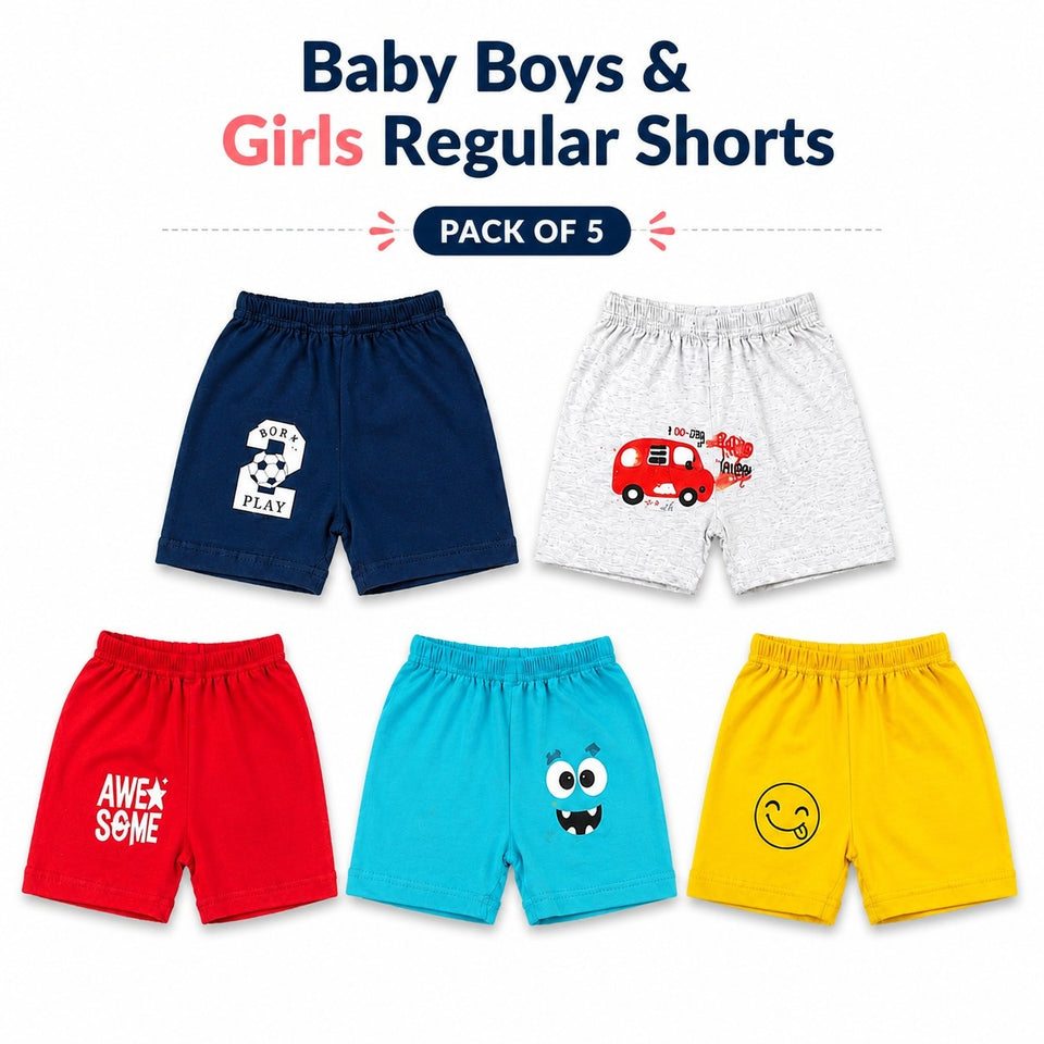 Fareto Baby's & Kid's Cotton Shorts(Pack of 5)(F136)