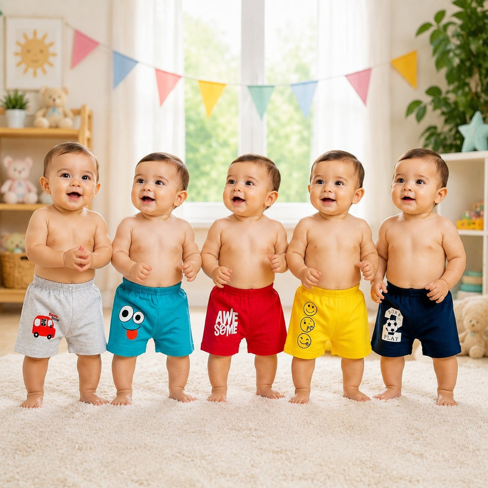 Fareto Baby's & Kid's Cotton Shorts(Pack of 5)(F136)
