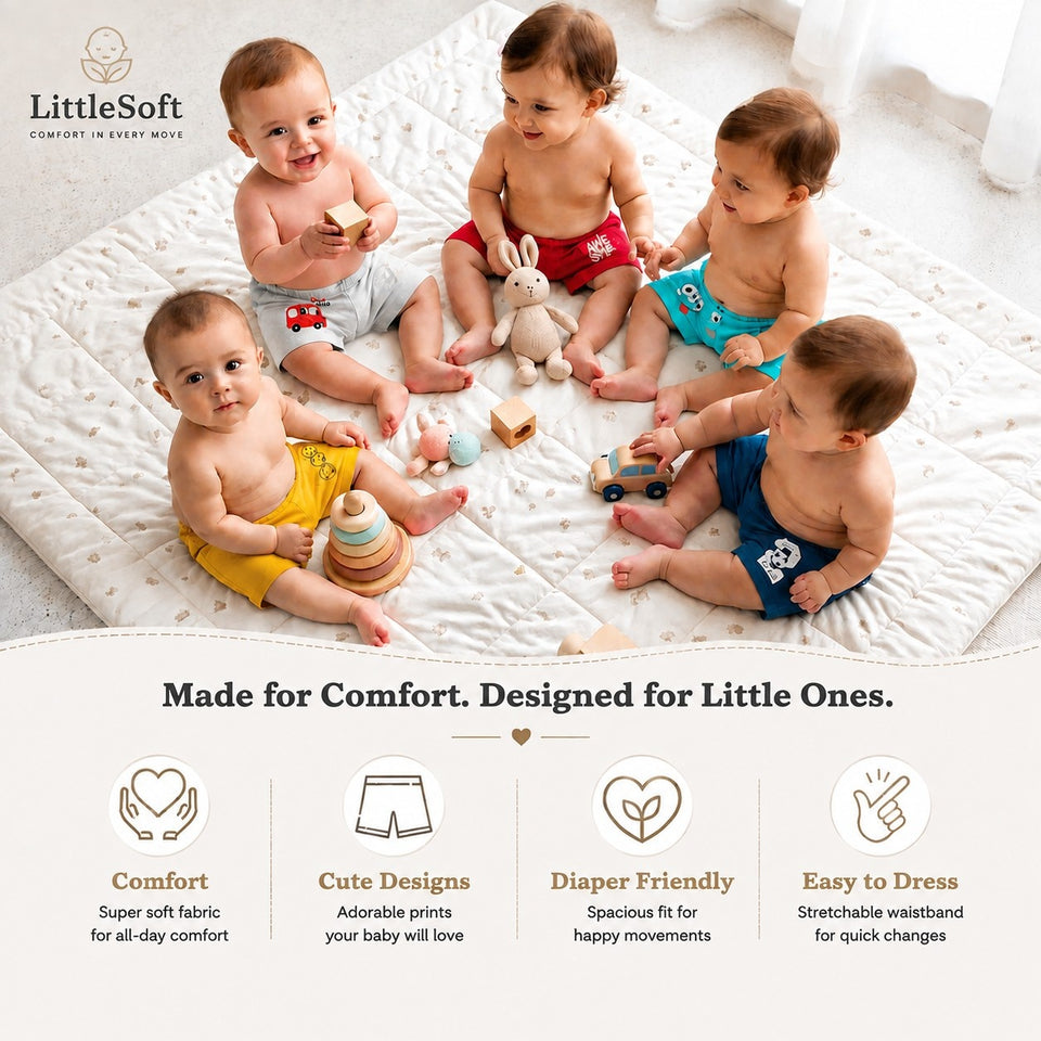 Fareto Baby's & Kid's Cotton Shorts(Pack of 5)(F136)