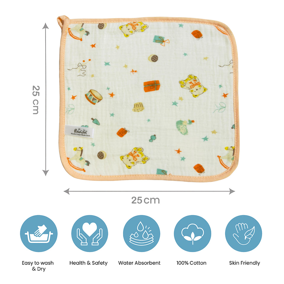 Fareto Premium Muslin Cotton Face Napkins for Newborn Baby Extra Soft Hankies Reusable Napkins(Pack of 5)