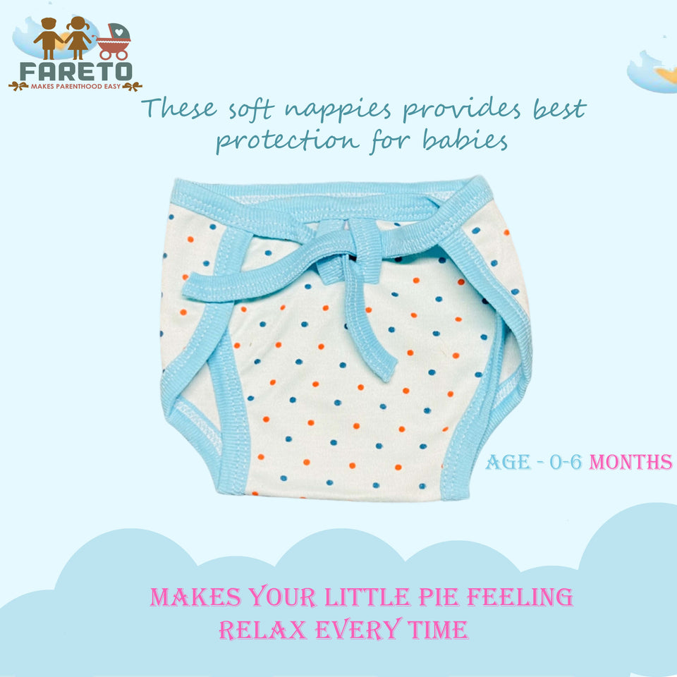 Fareto New Born Baby Cloth Diapers Langot, Newborn Baby Cotton Diapers, Washable, Reusable Nappies for 0-3 Months Babies (Teddy)