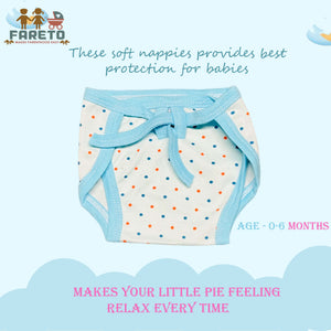 Fareto New Born Baby  Cotton Nappies for 0-3 Months Babies (Teddy)