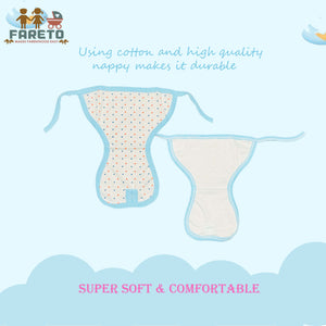 Fareto New Born Baby Cloth Diapers Langot, Newborn Baby Cotton Diapers, Washable, Reusable Nappies for 0-3 Months Babies (Teddy)