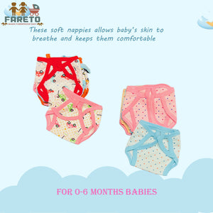 Fareto New Born Baby Cloth Diapers Langot, Newborn Baby Cotton Diapers, Washable, Reusable Nappies for 0-3 Months Babies (Teddy)