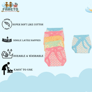 Fareto New Born Baby  Cotton Nappies for 0-3 Months Babies (Teddy)