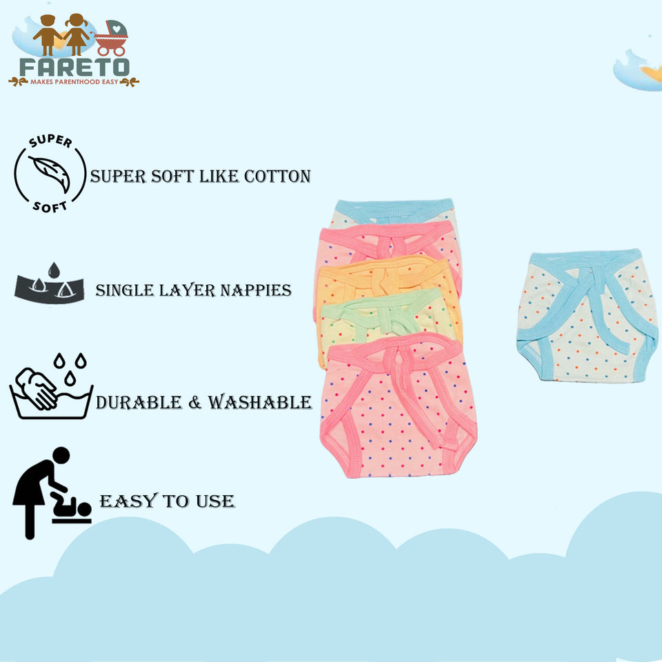 Fareto New Born Baby  Cotton Nappies for 0-3 Months Babies (Teddy)