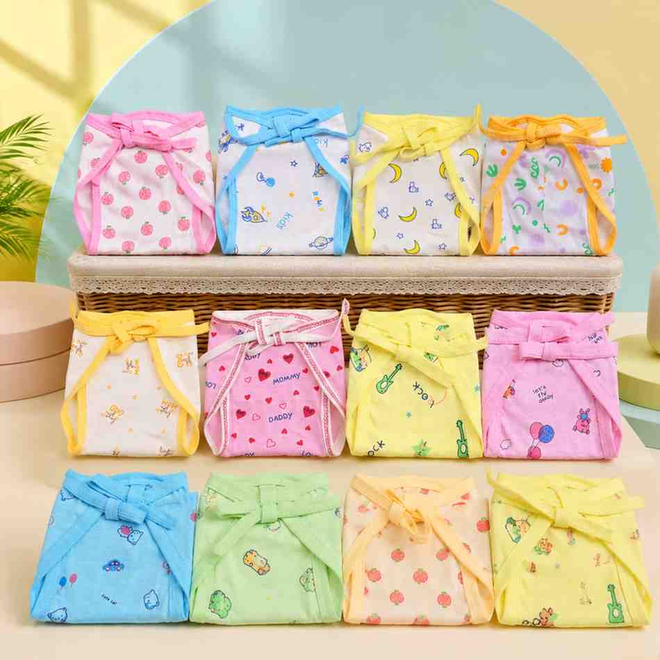 Fareto New Born Baby 12 Single Layer | Super Soft | Cotton Nappies | Washable | Reusable (0-6 Months)(Mix Colors & Prints)(F120)