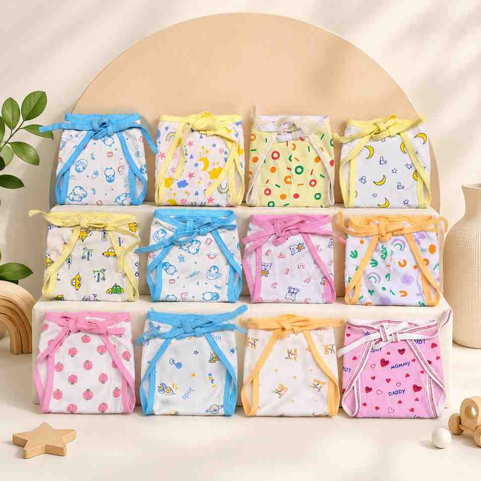 Fareto New Born Baby 12 Single Layer | Super Soft | Cotton Nappies | Washable | Reusable (0-6 Months)(F125)