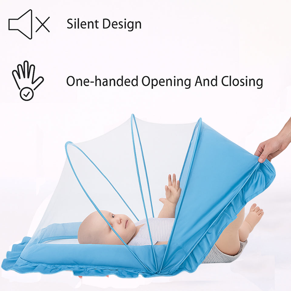 Fareto Foldable Baby Mosquito Net, Bottomless Net for Safe & Easy Use, 128 x 65 x 65cms, for Babies & Toddlers (0 to 24 Months)