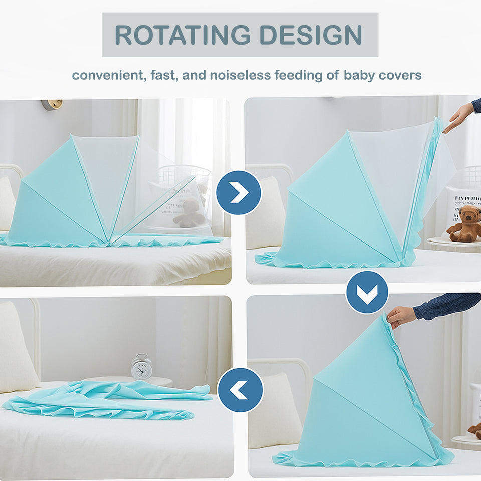 Fareto Foldable Baby Mosquito Net, Bottomless Net for Safe & Easy Use, 128 x 65 x 65cms, for Babies & Toddlers (0 to 24 Months)