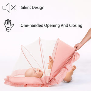 Fareto Foldable Baby Mosquito Net, Bottomless Net for Safe & Easy Use, 128 x 65 x 65cms, for Babies & Toddlers (0 to 24 Months)