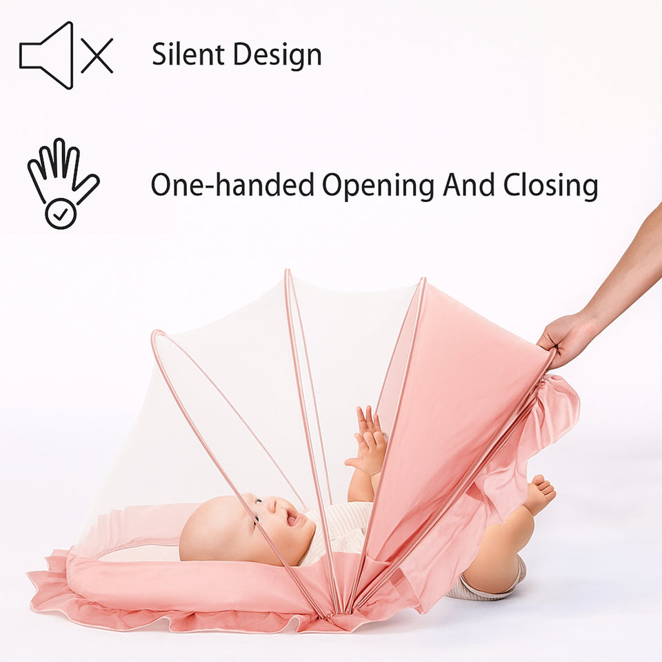 Fareto Foldable Baby Mosquito Net, Bottomless Net for Safe & Easy Use, 128 x 65 x 65cms, for Babies & Toddlers (0 to 24 Months)