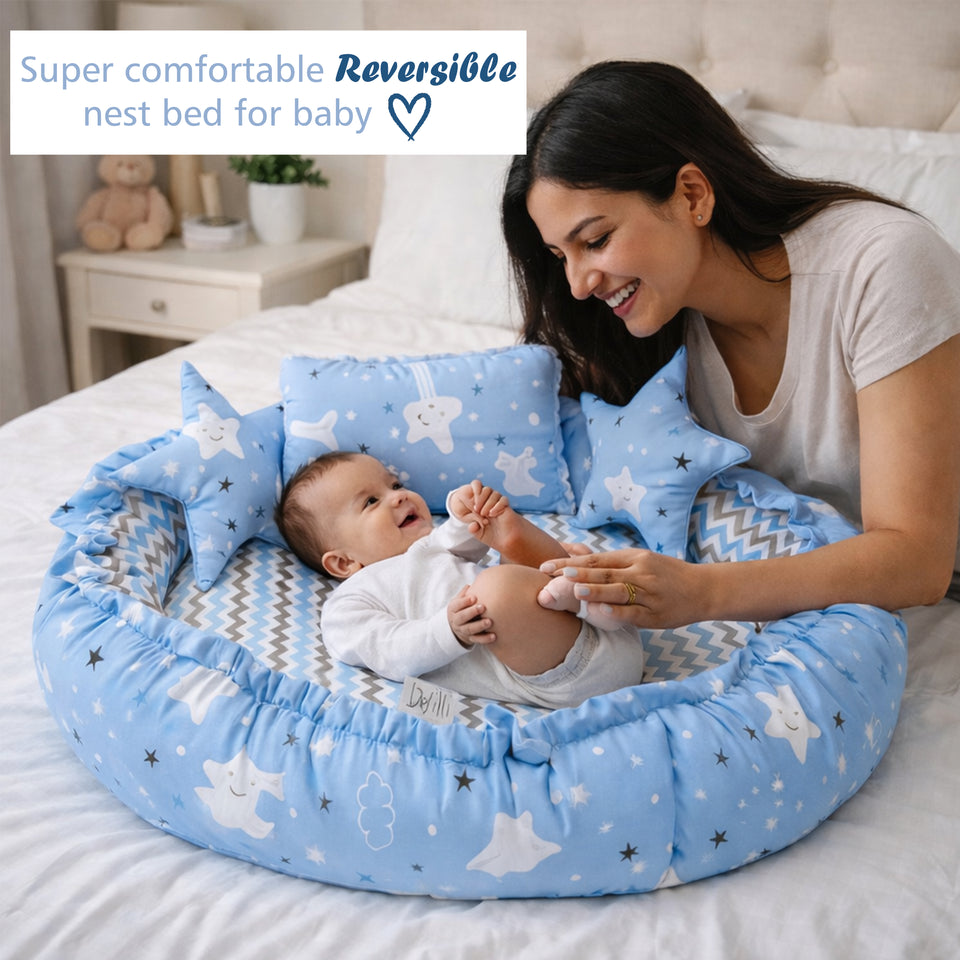 Fareto Complete Bedding Set essentials Combo For Baby (0-6 Months)(cloud blue)(F211)
