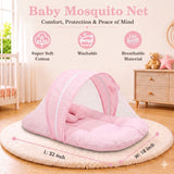 Fareto Newborn Baby 100% Muslin Cotton Sleeping Bag & Mosquito Net | Safe, Soft & Portable Baby Bed | Baby Bedding Set(0-1 Year)(F777)