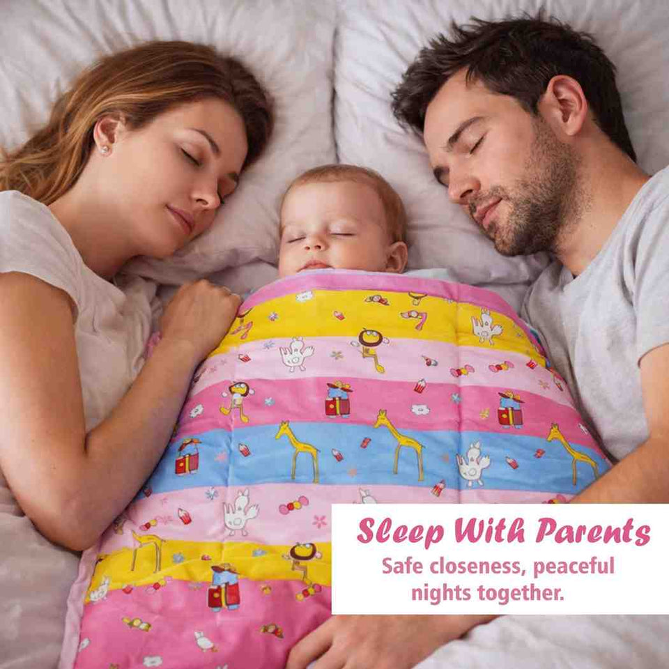 FARETO BABY BEDDING ESSENTIALS 1 NEST | 1 MATTRESS WITH NET | 1 CARRY BED | 1 BOLSTER SET | 1 CARRY BAG | 1 PORTABLE BED | 1 FEEDING PILLOW | 1 BLANKET (0-6M)(Pink Giraffe)(F628)