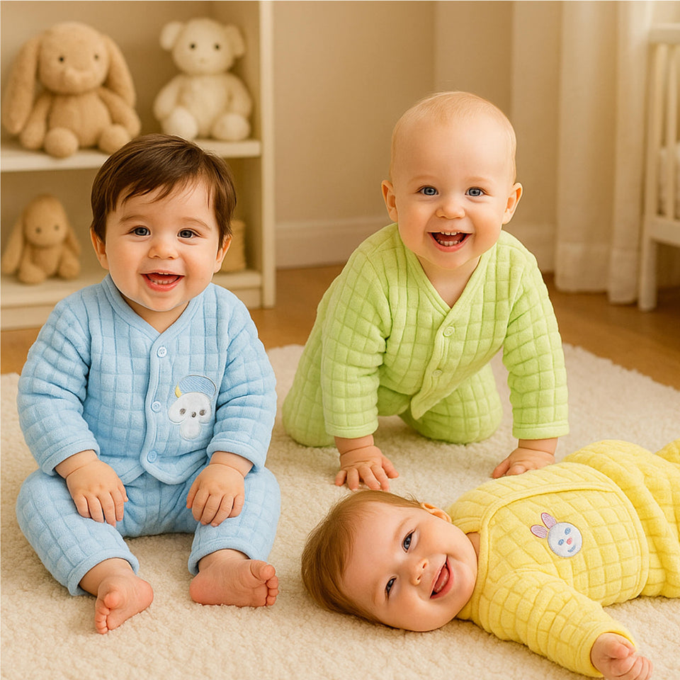 Fareto New Born Baby Winter Wear Clothing Set Pack Of 3 (0-3 Months)(Colors May Vary)(F445)