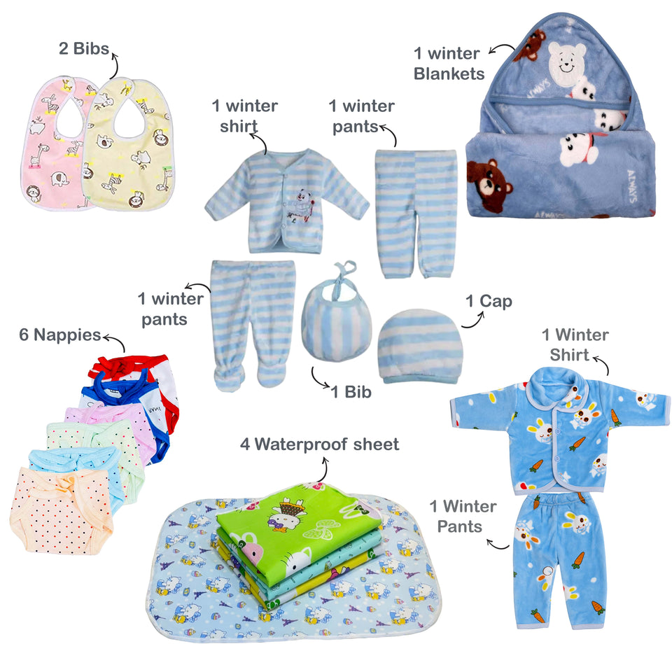 Fareto Baby Winter Essential Combo For New Born | Gift Pack | Baby Products | Maternity Essentials (61 Items)(0-6 Months)((F687)