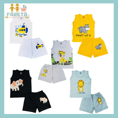 FARETO  BABY AND KIDS  DAILY WEAR NEKAR AND T-SHIRT CORSET (PACK OF 5)