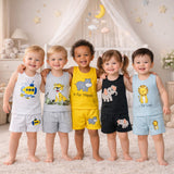 FARETO  BABY AND KIDS  DAILY WEAR NEKAR AND T-SHIRT CO-ORD SET  (PACK OF 5)(F377)
